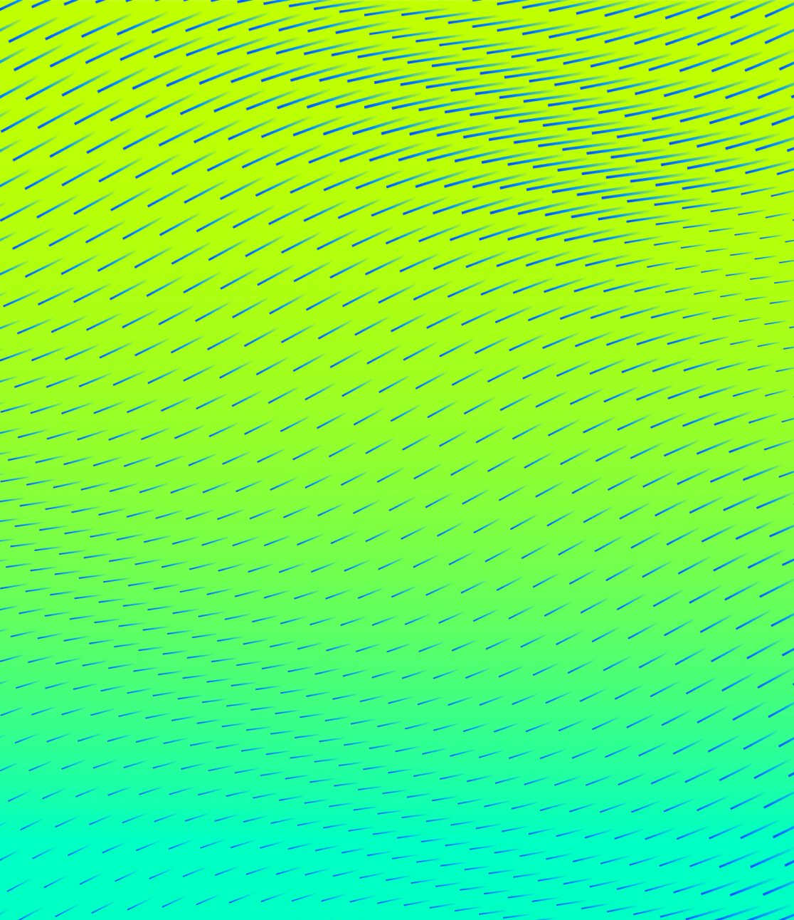 A digital rendering of many small blue lines, repeated at varying angles on a yellow-green background. The many small lines create a visual affect of waves or movement.