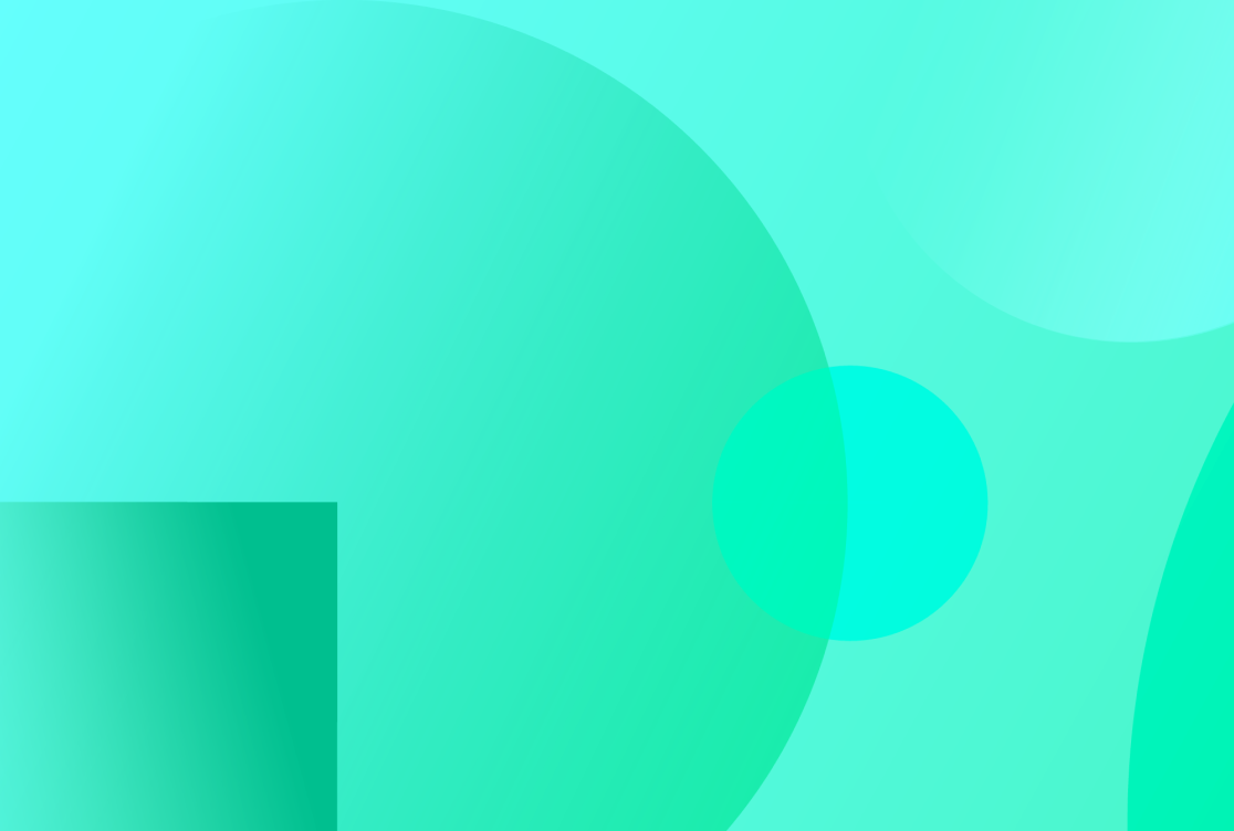 A monochramatic, cyan, wallpaper comprised of layered circles and sqaures of varying sizes.