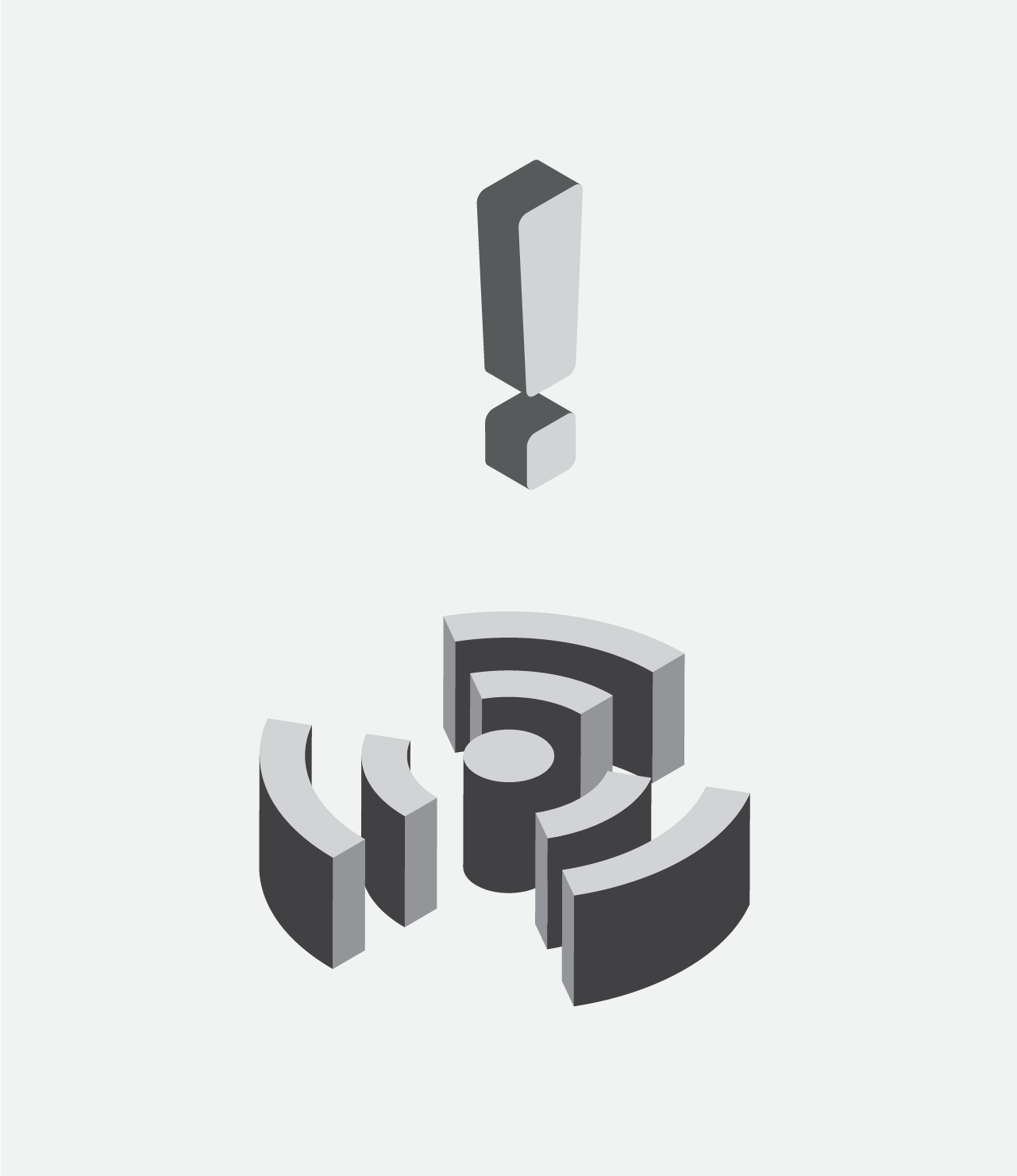 The 3d versions of the Monitors and Incidents icons, isolated and arranged vertically on a light gray background.